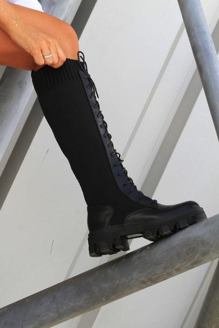Bota militar mujer combi calcetin 8686