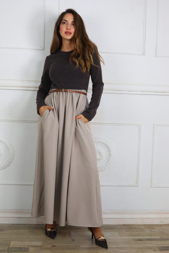 Vestido Doble Tejido Cinturón