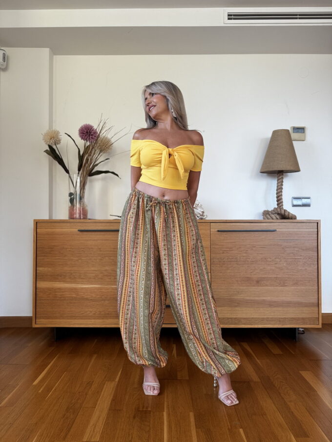 Pantalon Símil Lino Estampado