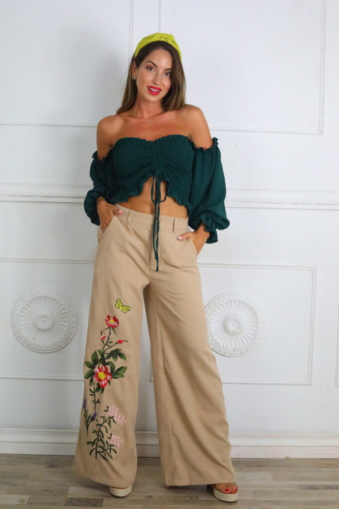 Pantalon Bordado Flores