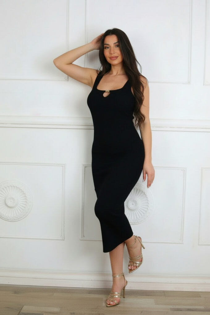 Vestido Escote Metal