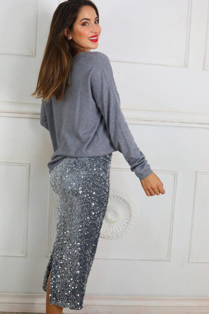 Falda Midi Lentejuelas