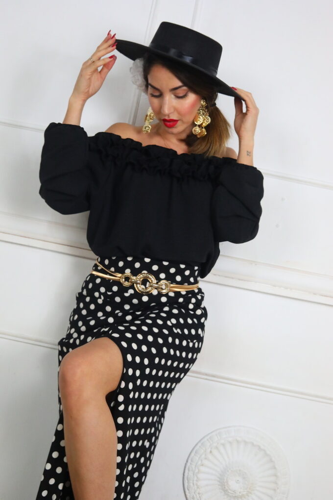 Blusa Honor Volantes - Única, Negro