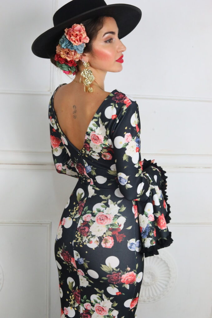 Vestido Flamenco Flores Con Lunares
