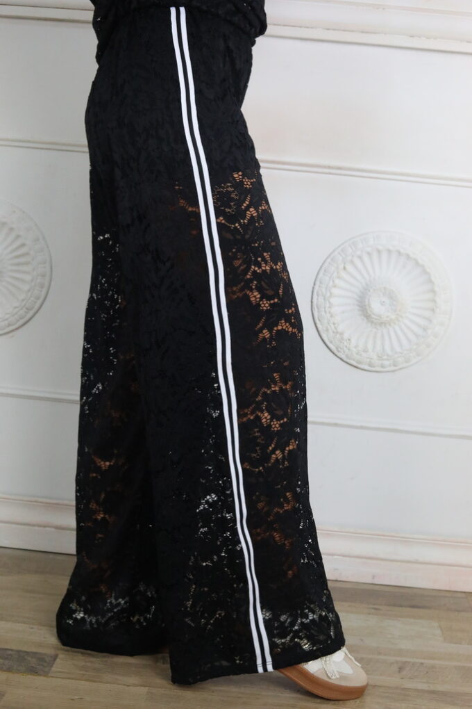 Pantalón Encaje Rayas - Única, Negro