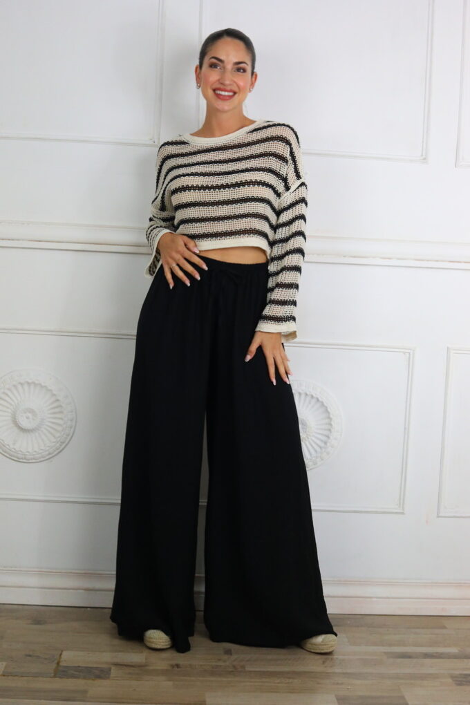 Pantalon Ancho Básic - Única, Negro