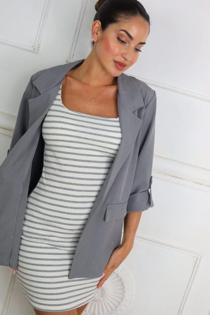 Vestido Canalé Rayas - Única, Gris claro