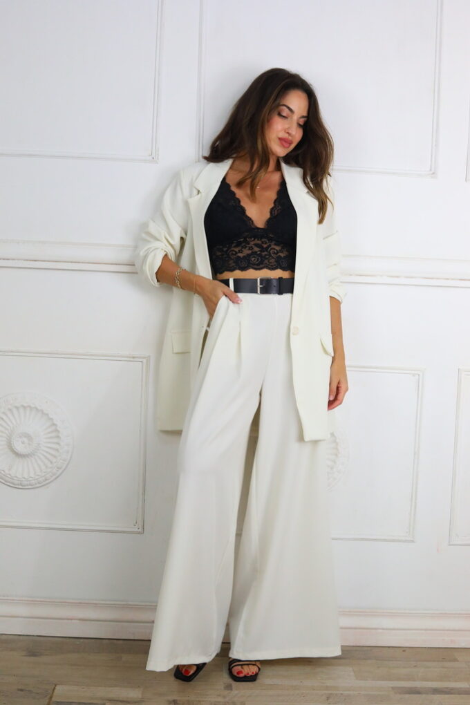 Pantalon Palazzo Cinturón - Única, Beige