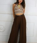 Pantalon Efecto Lino Cinturón