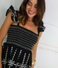 Vestido Fruncido Bordado - Imagen 6