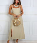 Vestido Efecto Lino Bolas