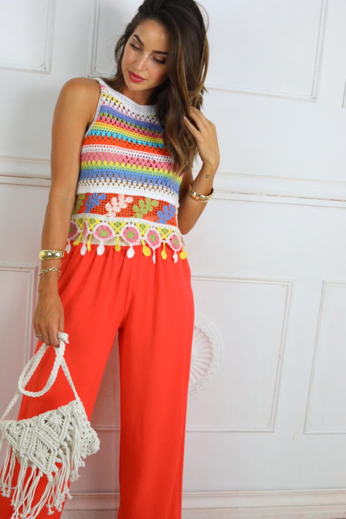 Camiseta Croché Multicolor