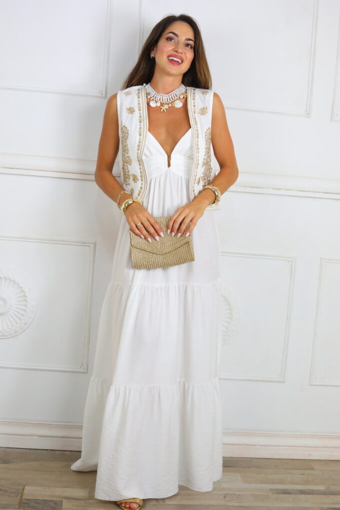 Vestido Efecto Lino Aro