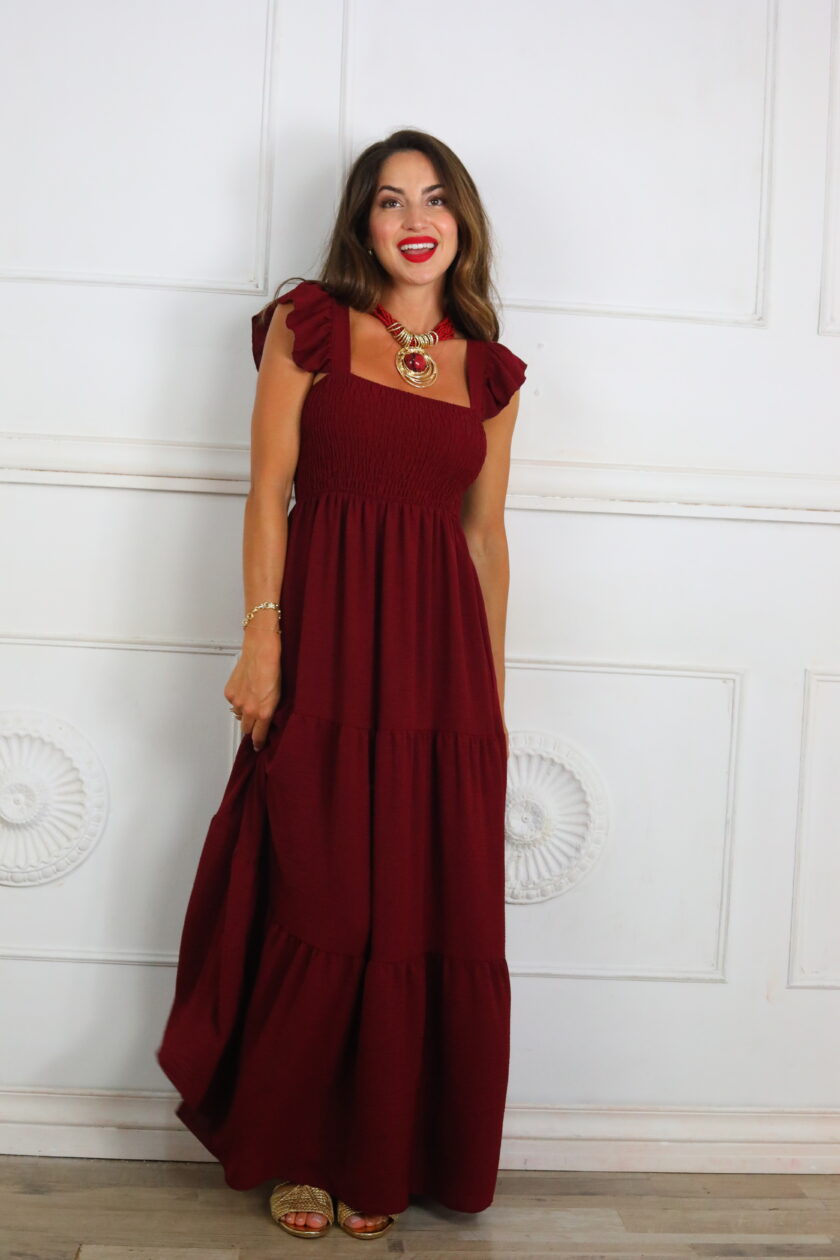 Vestido Fruncido Tiranta Volante