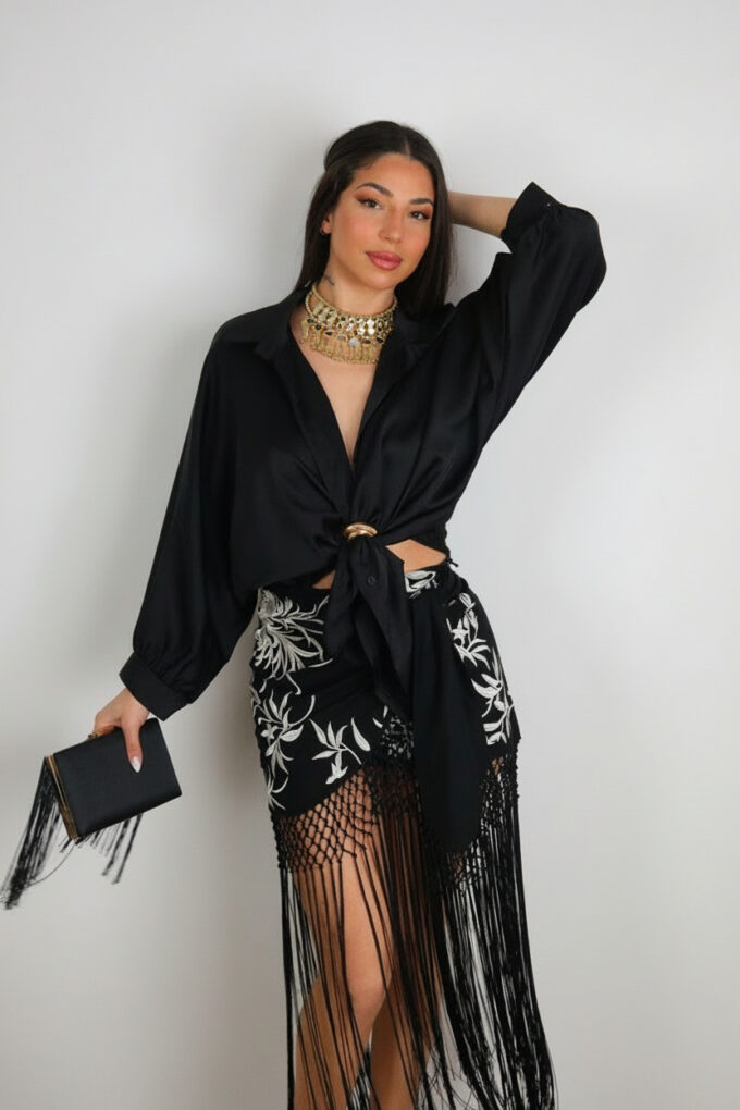 Falda Bordada Flecos