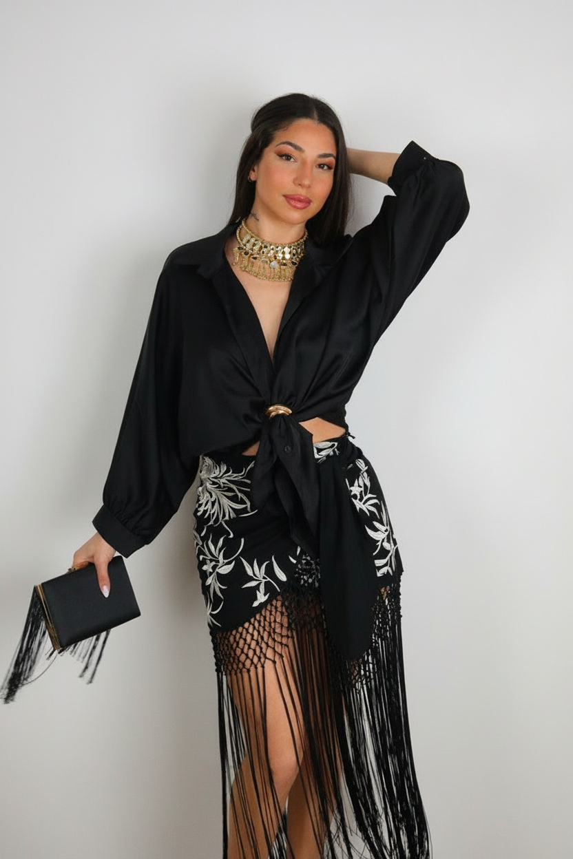 Falda Bordada Flecos - Imagen 2