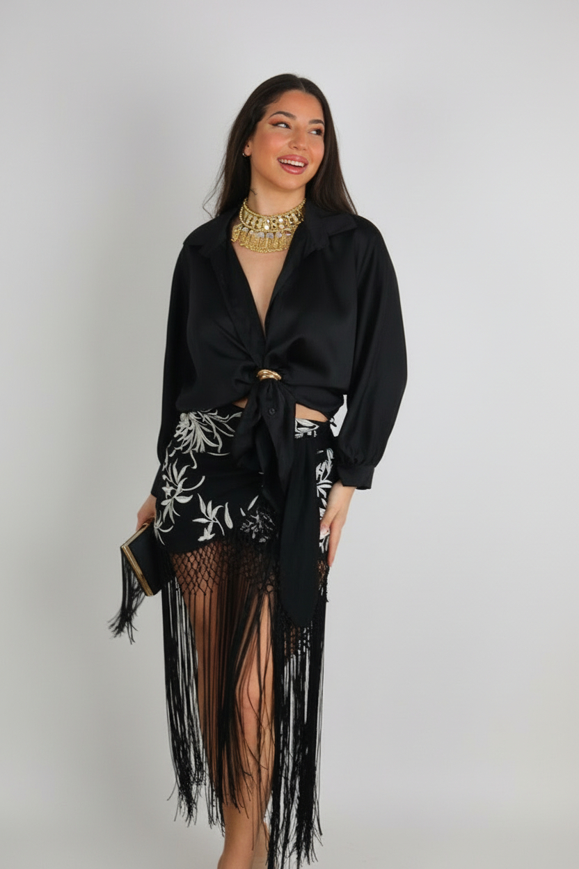 Falda Bordada Flecos - Imagen 3