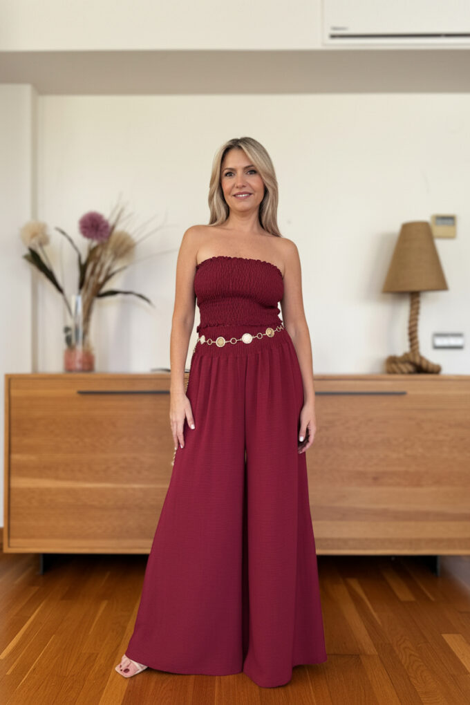 Conjunto Fruncido Básic - Única, Burdeos