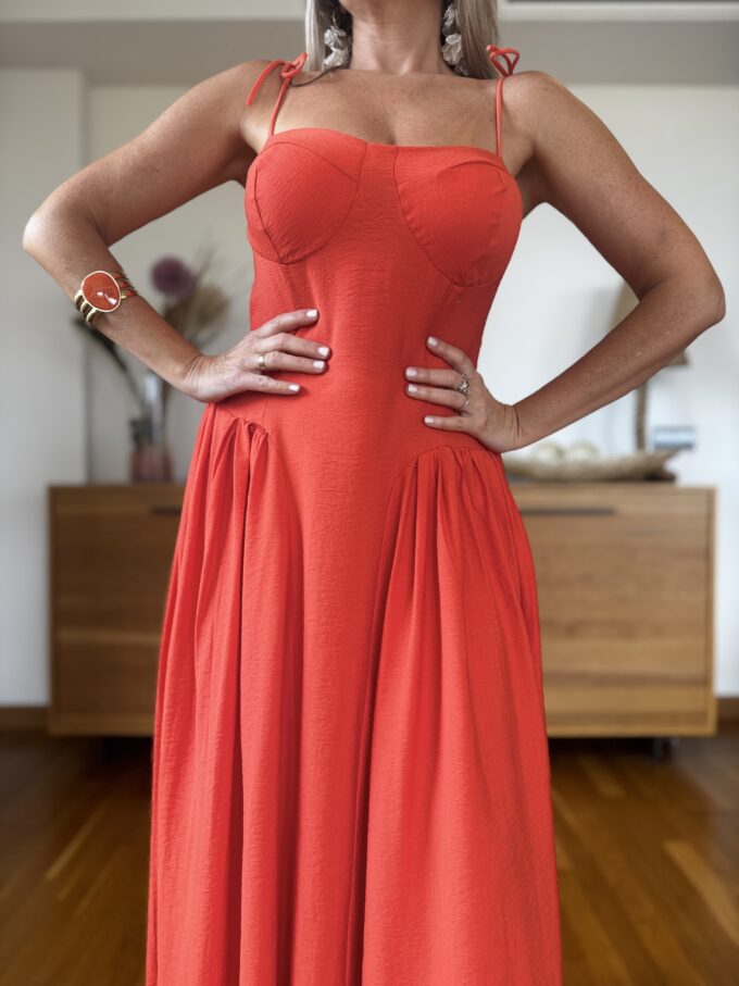 Vestido Corsé Efecto Lino