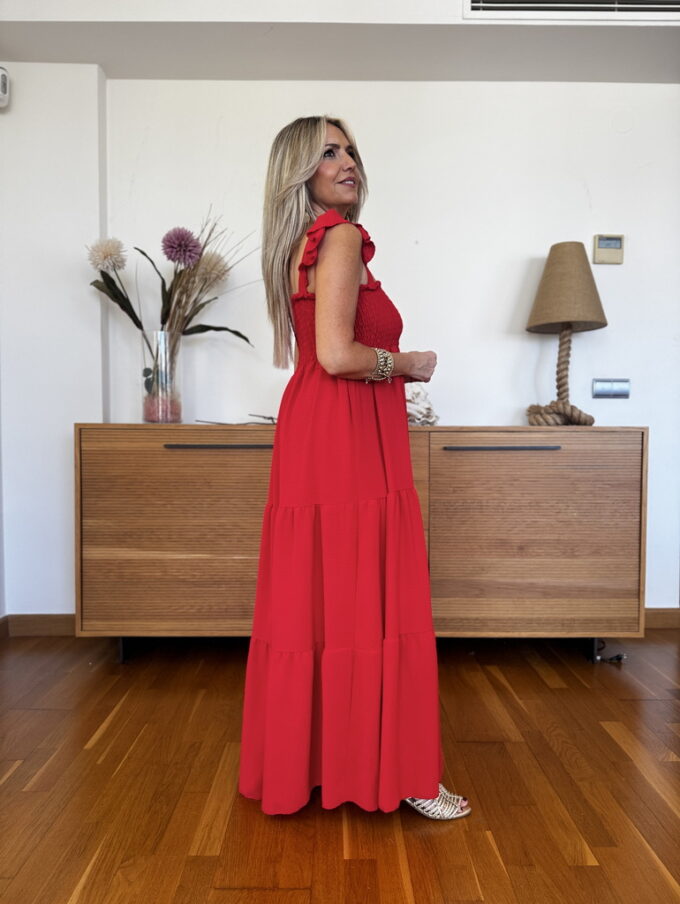 Vestido Fruncido Tiranta Volantes
