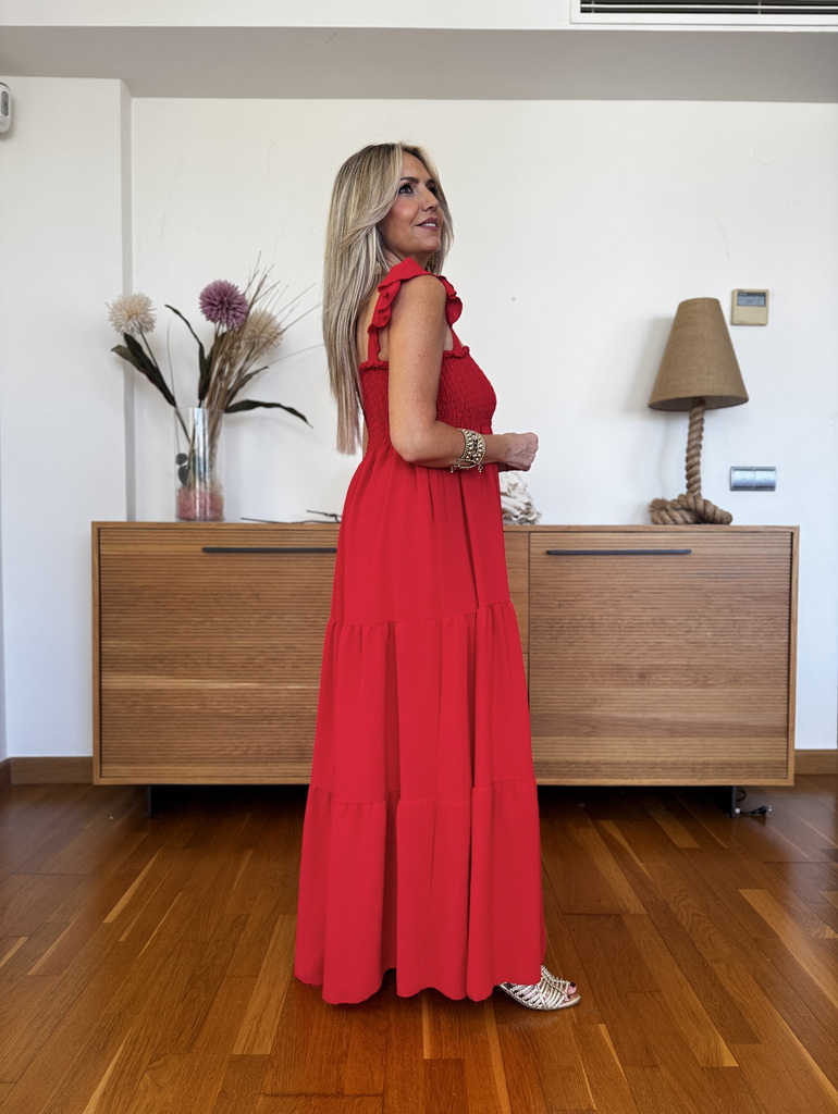 Vestido Fruncido Tiranta Volantes - Imagen 7