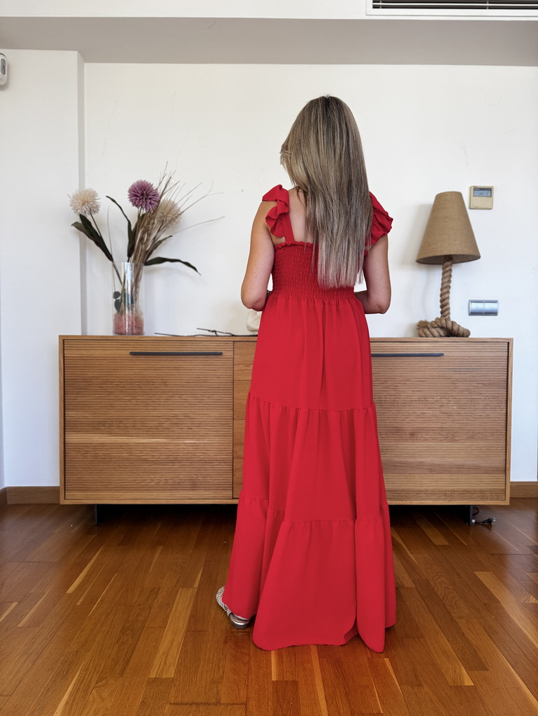 Vestido Fruncido Tiranta Volantes - Imagen 5