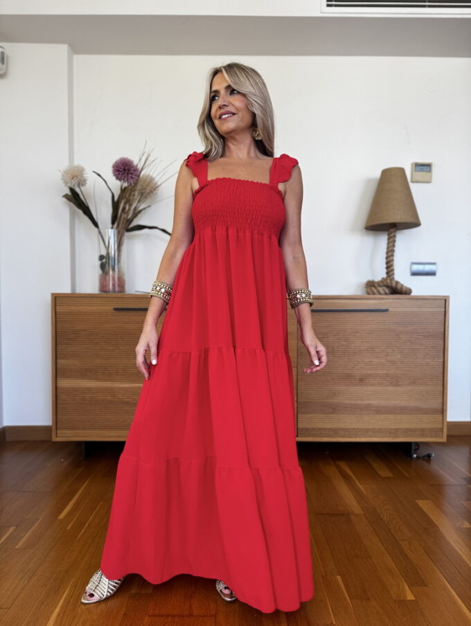 Vestido Fruncido Tiranta Volantes