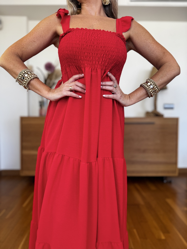Vestido Fruncido Tiranta Volantes - Imagen 6