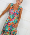 Vestido Fruncido Estampado - Imagen 8