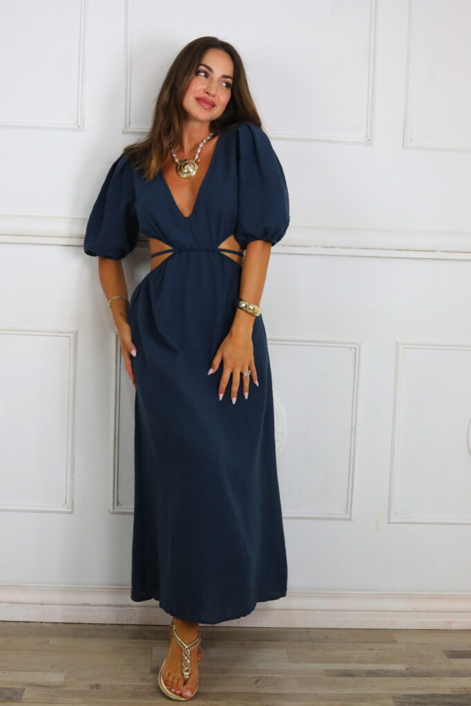 Vestido Descubierto Efecto Lino