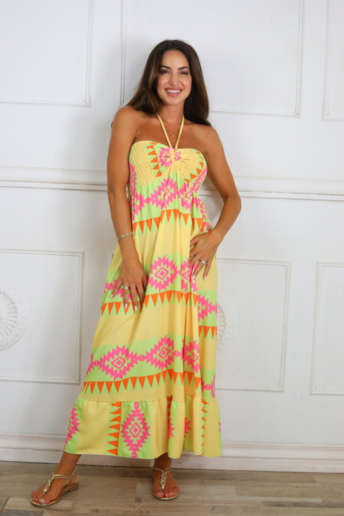 Vestido Fruncido Estampado