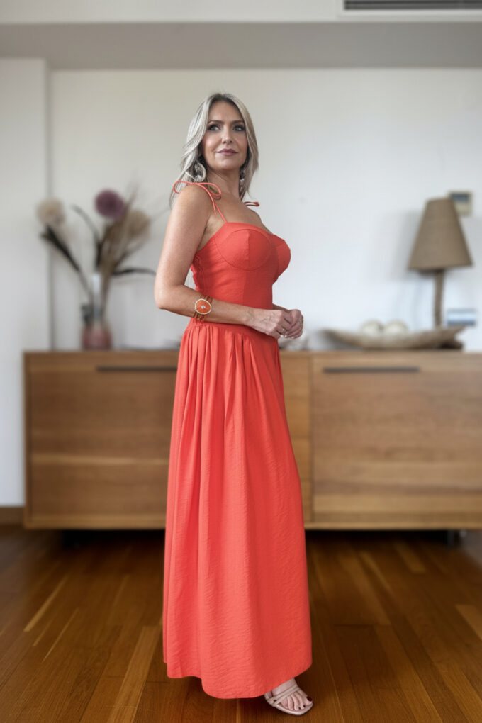 Vestido Corsé Efecto Lino