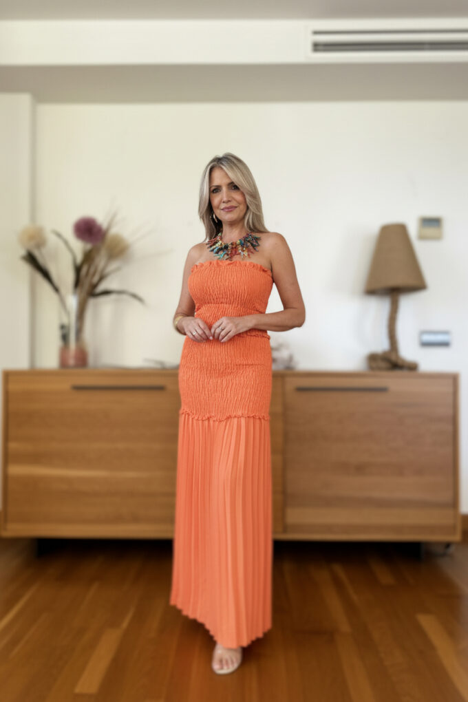 Conjunto Fruncido Plisado - Única, Naranja