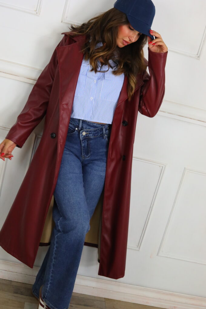 Gabardina Polipiel - Única, Burdeos