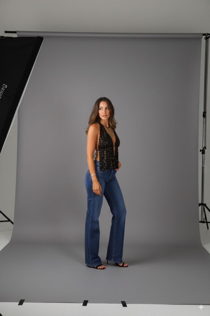 Top Descubierto Lentejuelas