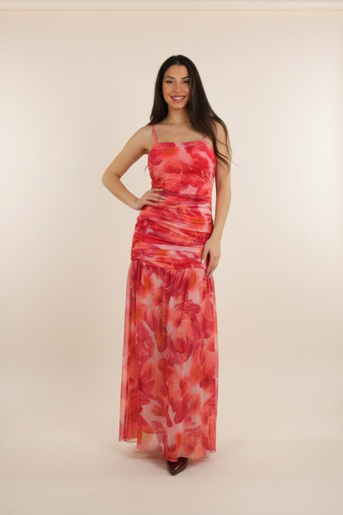 Vestido Tull Fruncido