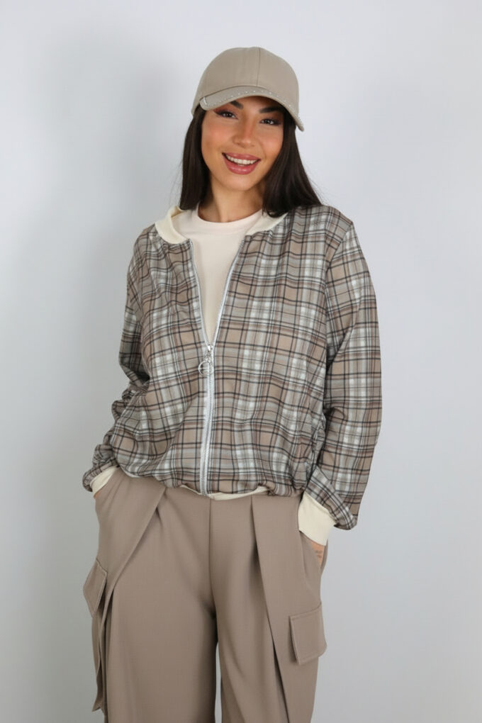 Bomber Cremallera Cuadros