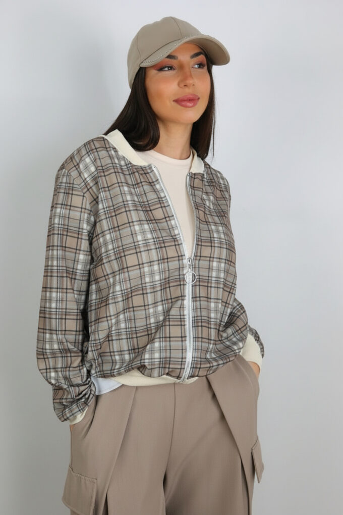 Bomber Cremallera Cuadros