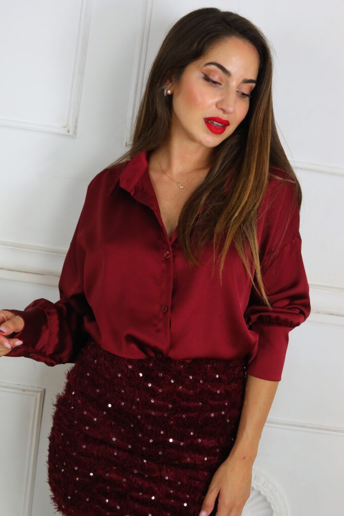 Camisa Raso - Única, Burdeos