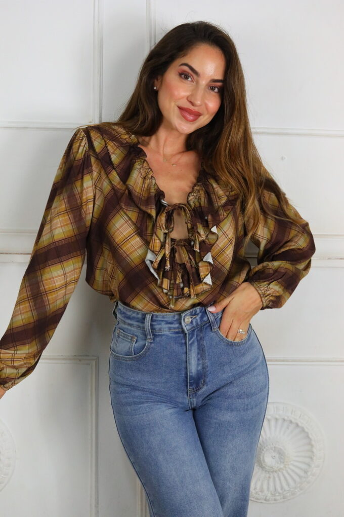 Blusa Escote Volantes Estampada