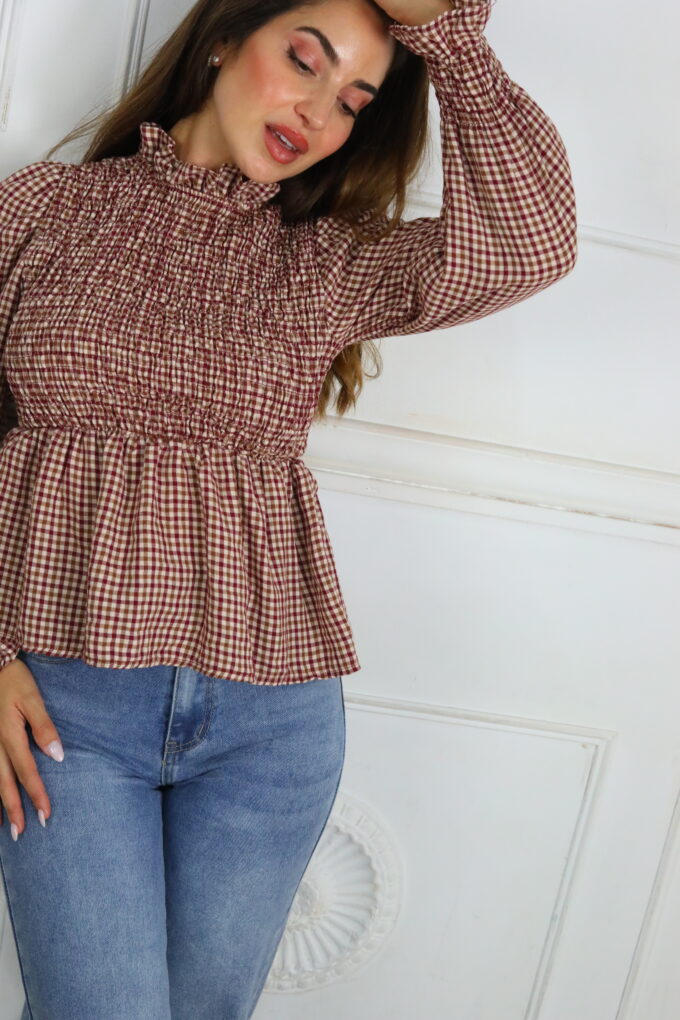 Blusa Fruncida Cuadros
