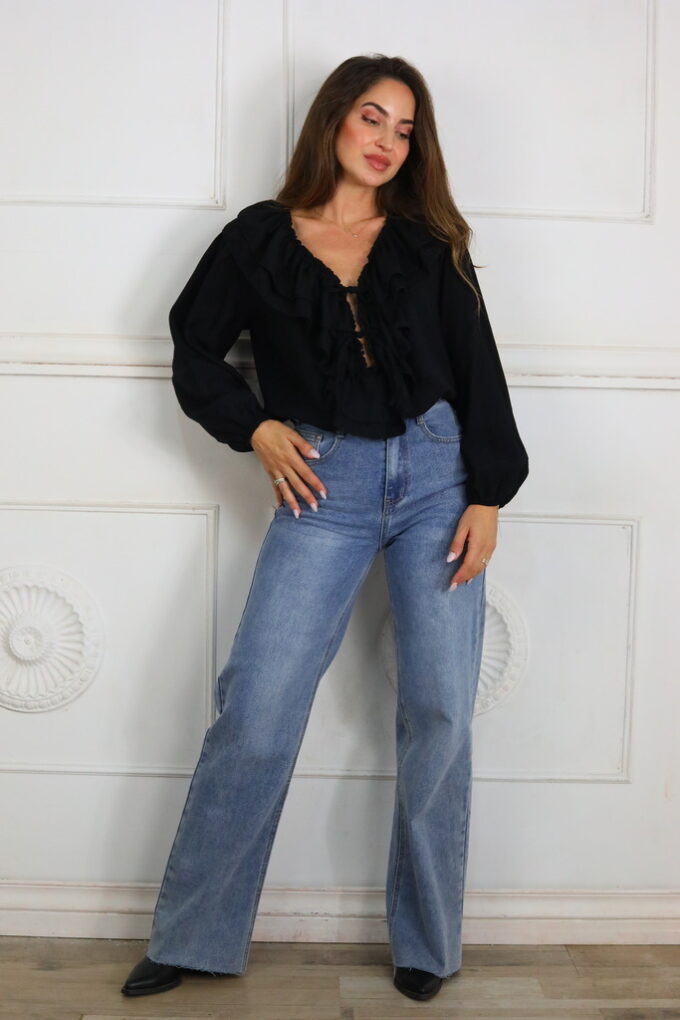 Blusa Escote Volantes