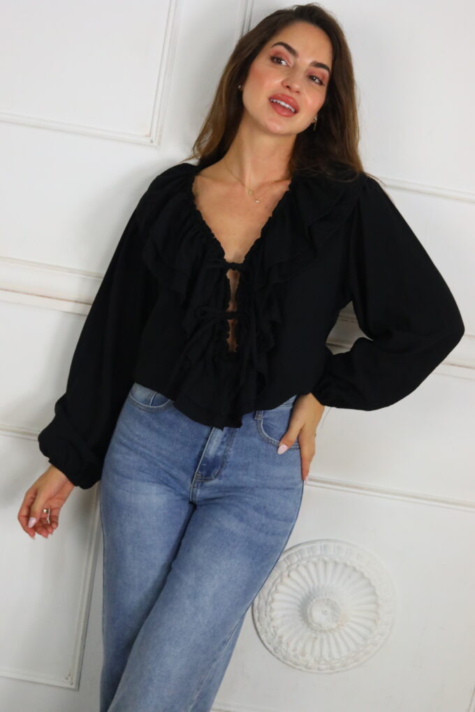 Blusa Escote Volantes