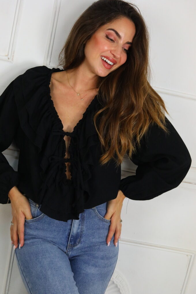 Blusa Escote Volantes