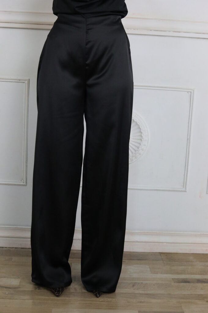 Pantalon Satén Con Pareo Encaje