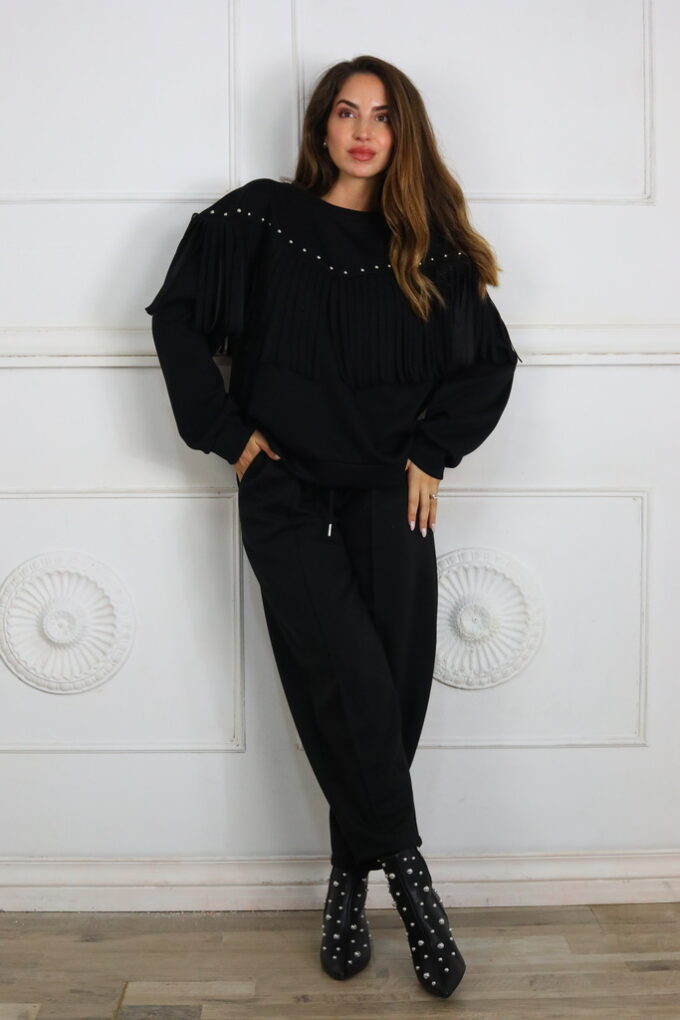 Sudadera Tachuelas Flecos