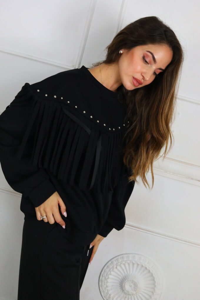 Sudadera Tachuelas Flecos