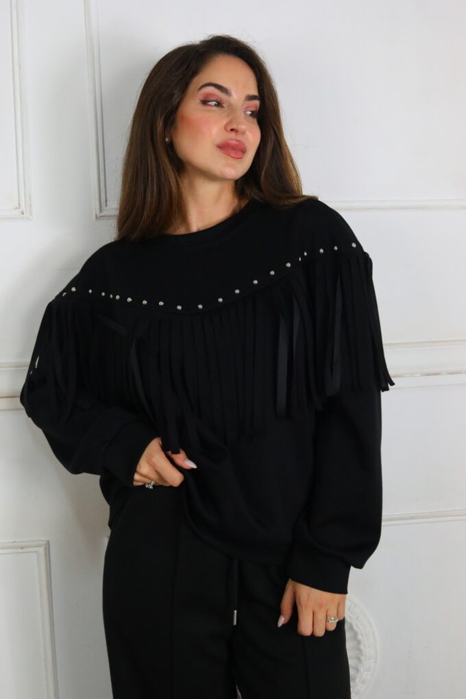 Sudadera Tachuelas Flecos