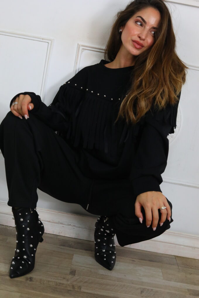 Sudadera Tachuelas Flecos