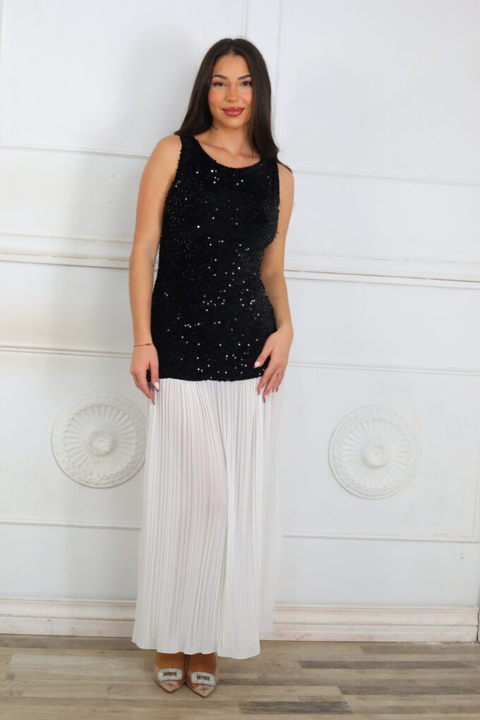 Vestido Plisado Lentejuelas